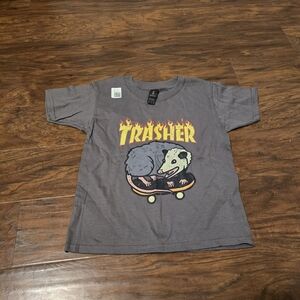 Charcoal Kids Tee with Opossum Graphic